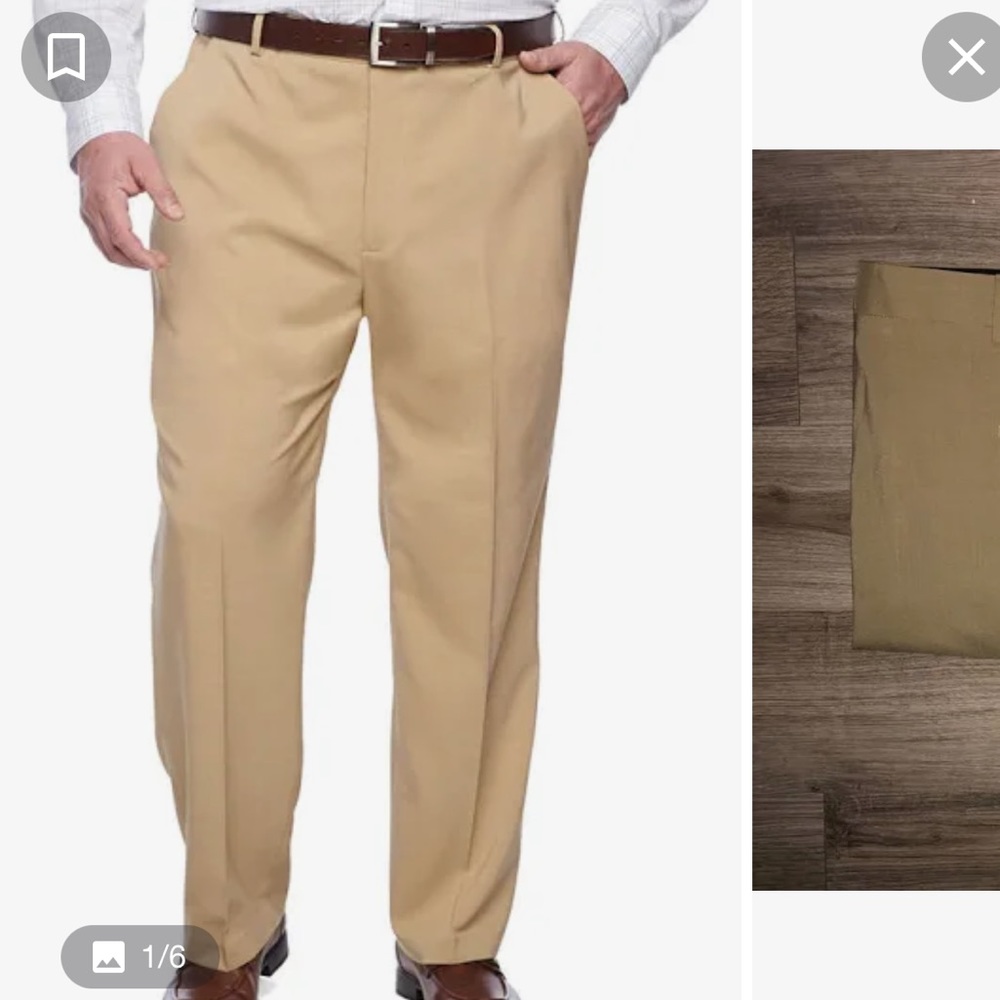 Van Heusen Traveler Men's Khaki Flat Front Dress Pant